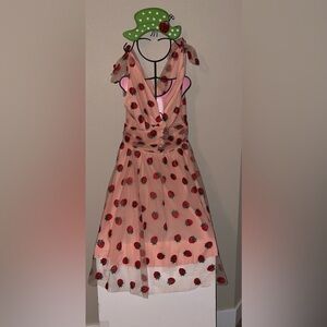 Strawberry Print Pink Dress